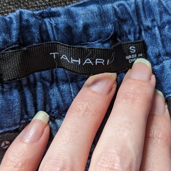 Tahari Belted Jogger Ankle Pants Blue Chambray - Picture 6 of 12